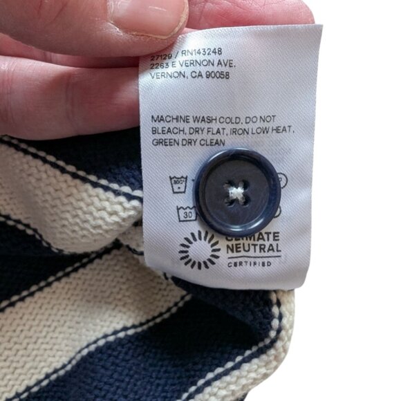 Reformation Zola Sweater Vest Cotton Blue Cream Stripes Buttons Women's Large - Picture 12 of 15